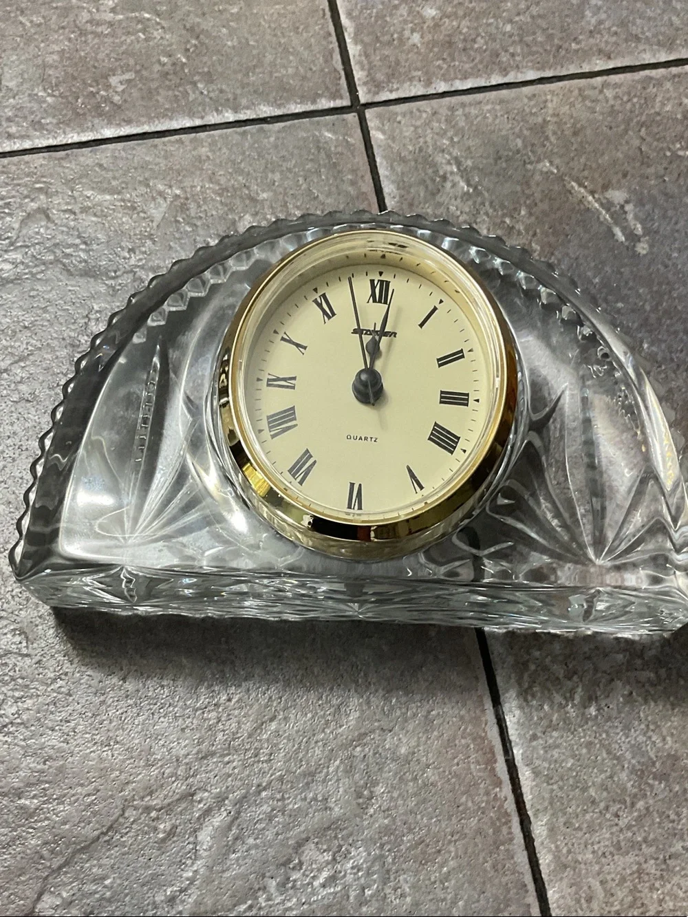 Crystal Mantel Clock with Gold Bezel - Clear